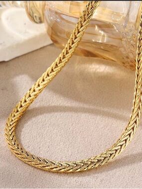 18k Gold Filled Braided Chain Necklace - Women Jewelry